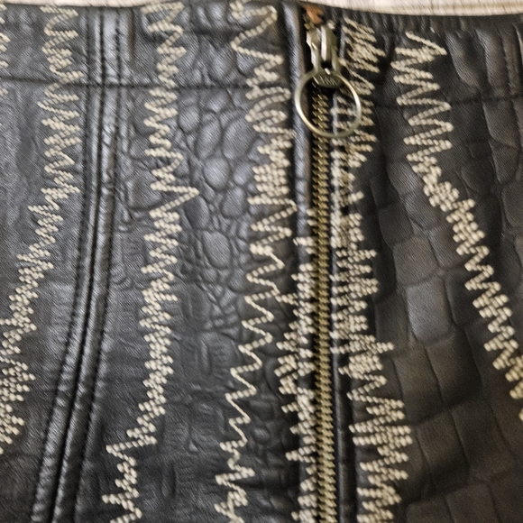 Free People Rock The Croc Black Lamb Leather Skirt - Picture 14 of 16